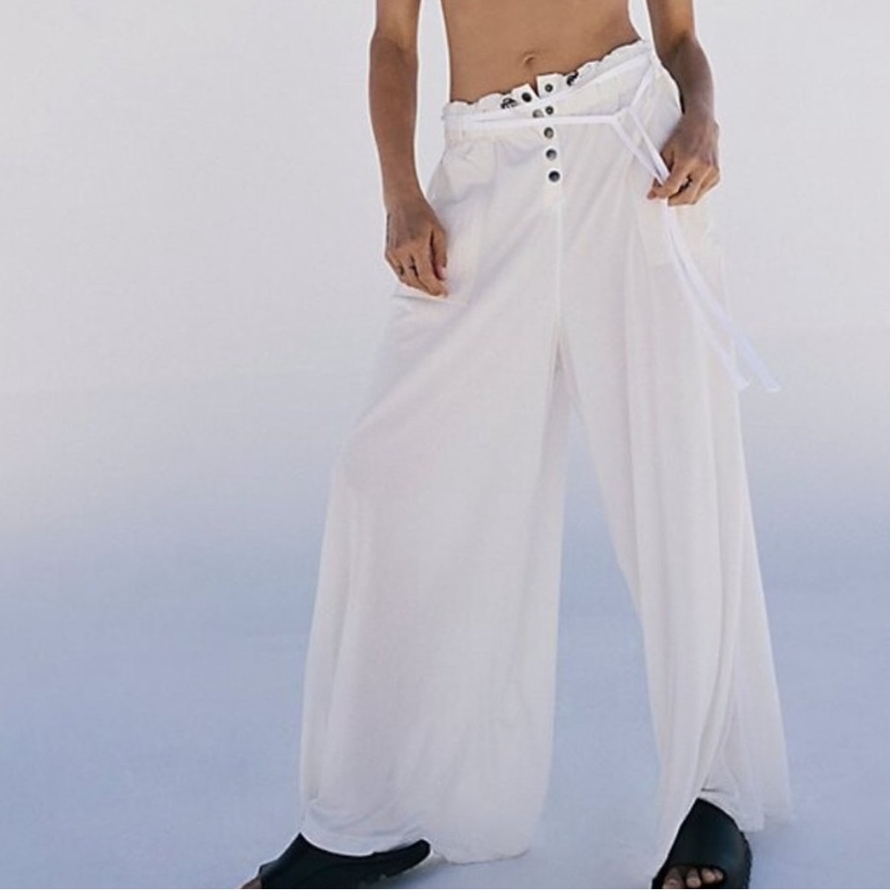 FP Movement by Free People Breezy White Wide-Leg Paperbag Pants